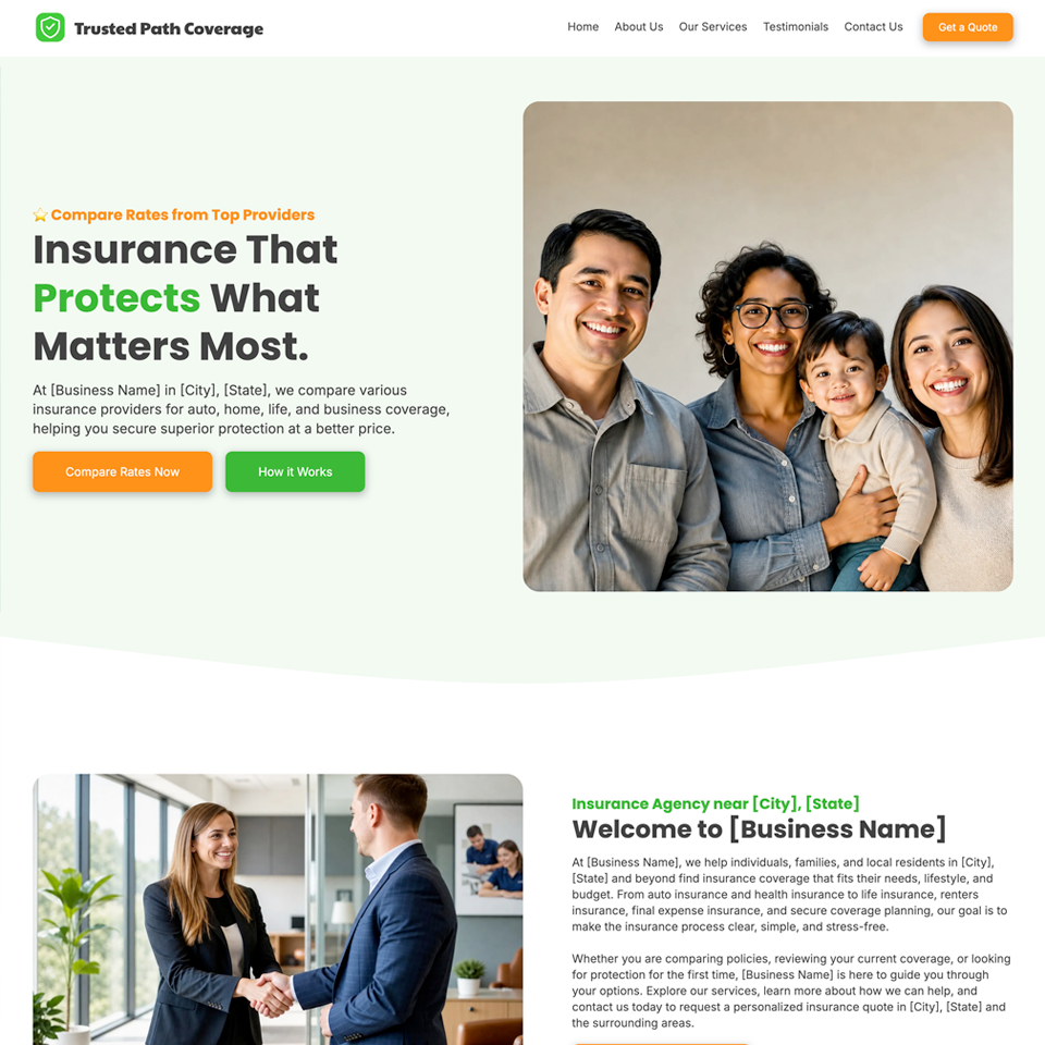 Insurance agent website design theme