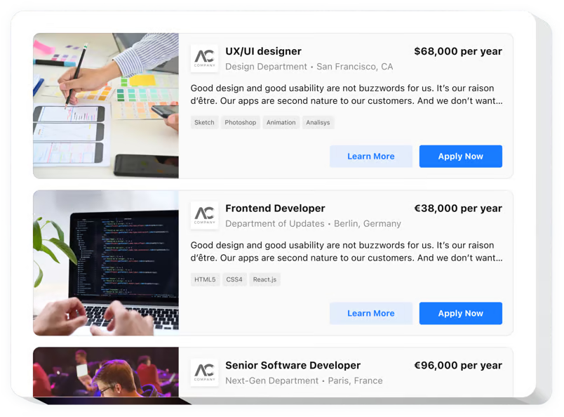 Job board webspace launcher