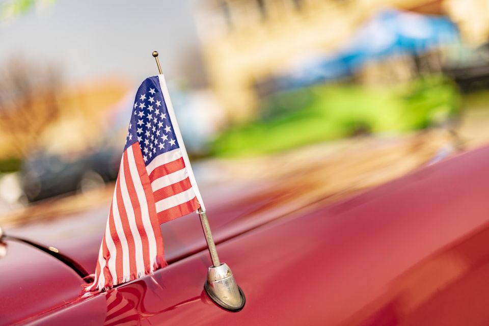 Vecteezy american flag on the hood of a red car 45822356