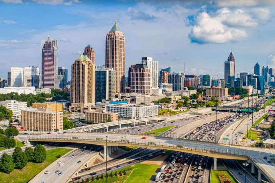 Aerial view of Atlanta looking south from Buckhead