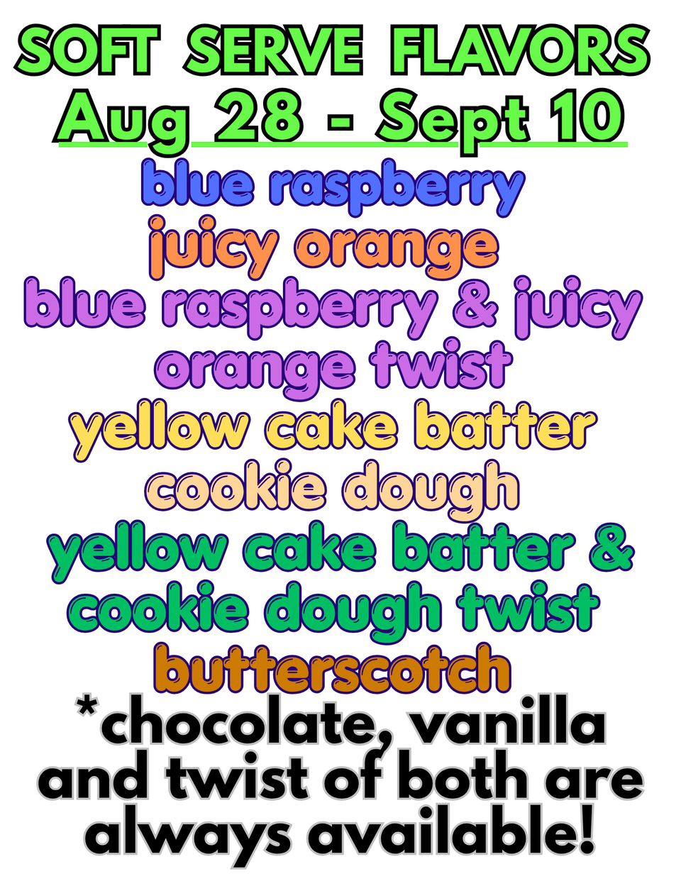 Soft serve flavors (21)