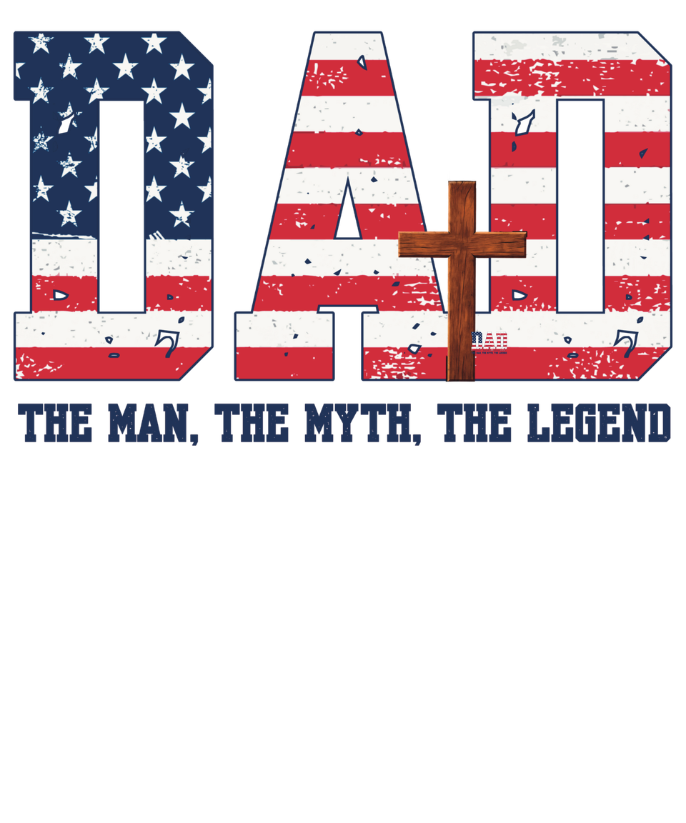Patriotic   dad man myth legend   with cross flag blk