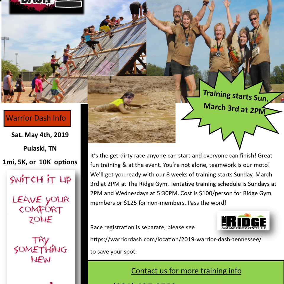 Warrior dash training flyer 2019