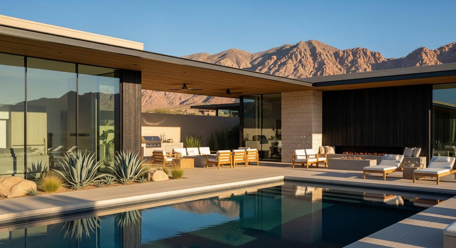 Modern luxury Las Vegas home with pool and mountain views