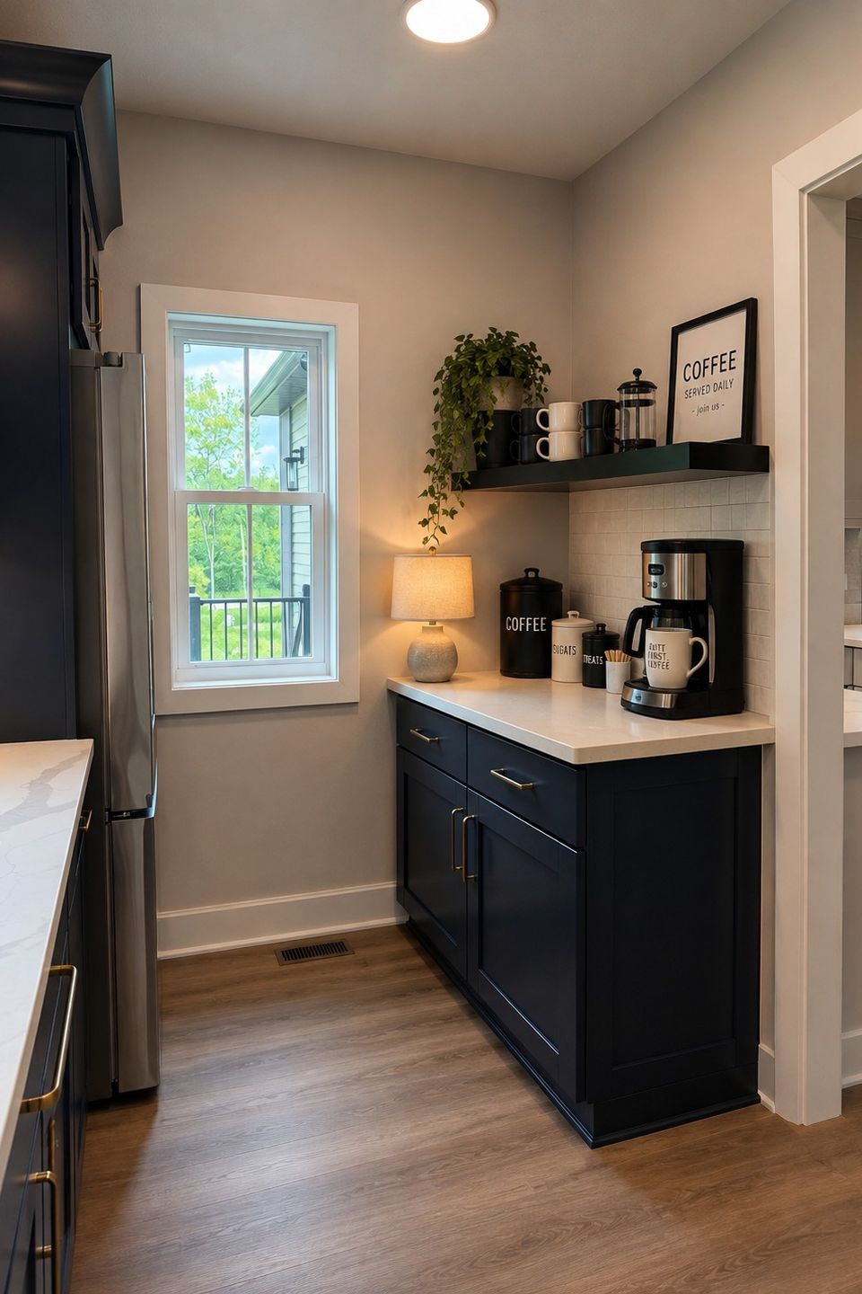 Custom coffee bar and cabinetry in Chagrin Falls home renovation
