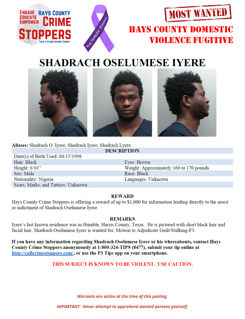Iyere most wanted poster