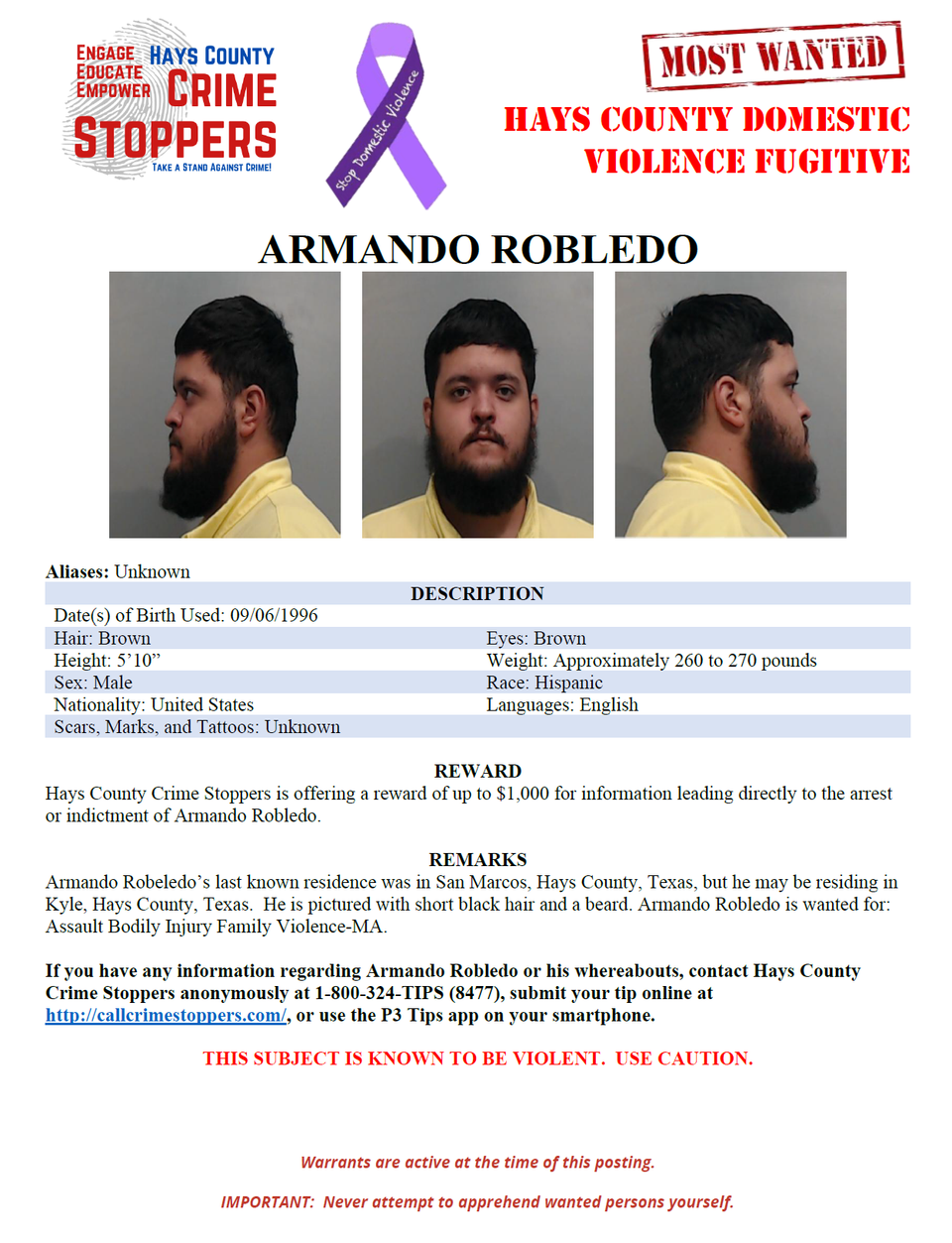 Robledo most wanted poster