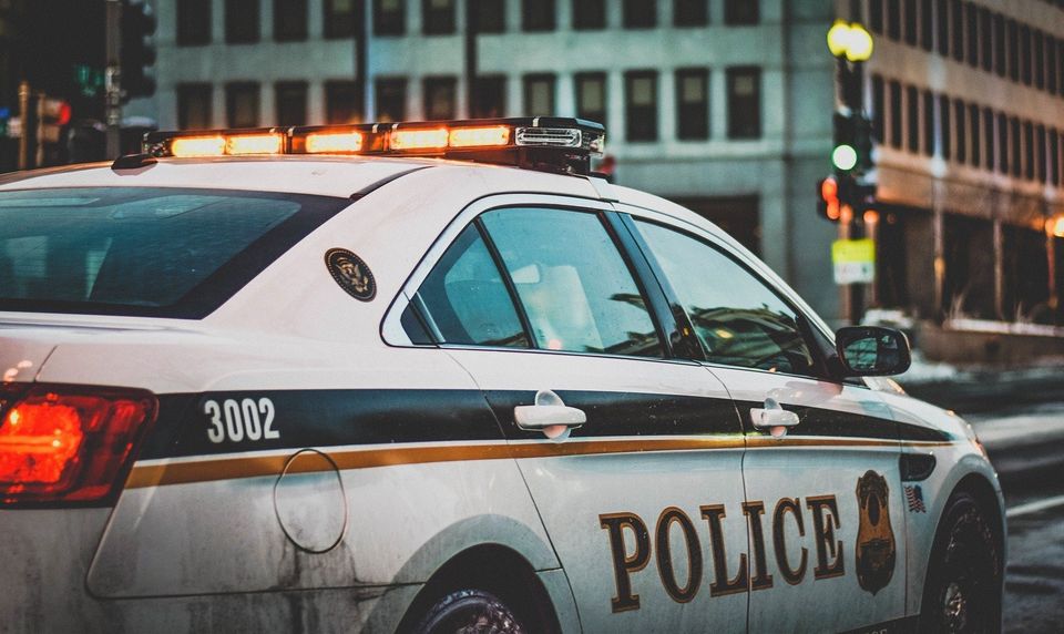 Police car during traffic stop in Cleveland Ohio