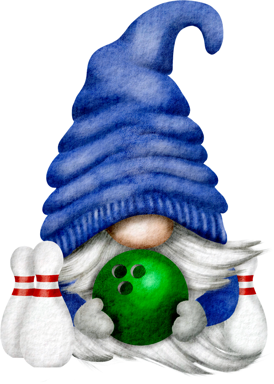 Bowling   gnome with blue hat and green ball 7