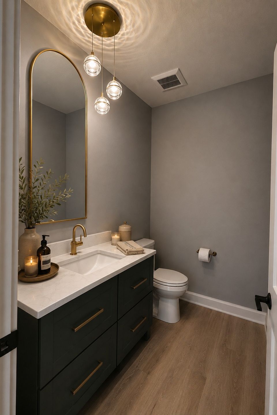 Powder room remodel with custom vanity in Chagrin Falls, Ohio