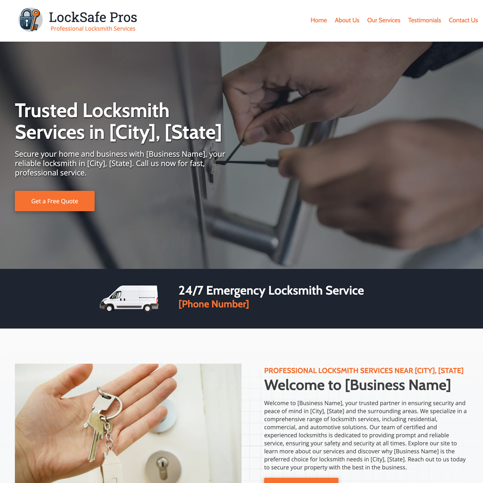 Locksmith service website design theme