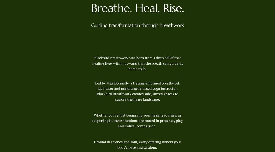 Screenshot- Blackbird Breathwork - KPCopy's work with them