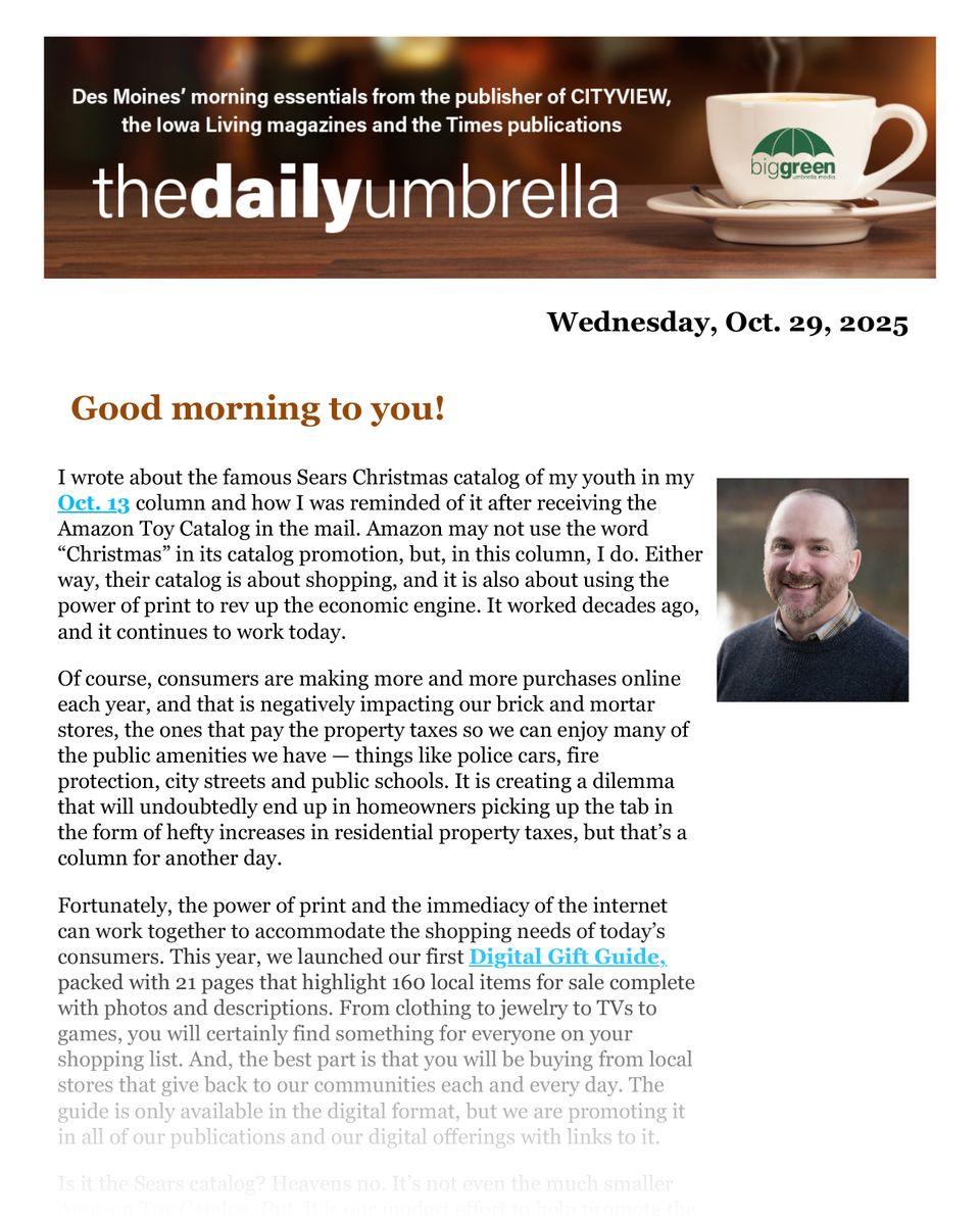 Oct. 29 daily umbrella  digital gift guide  19 year old des moines woman dies in i 35 crash  what do you call a ghost's parents  1