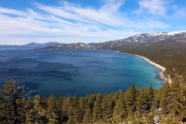 East shore aerial view of Lake Tahoe 