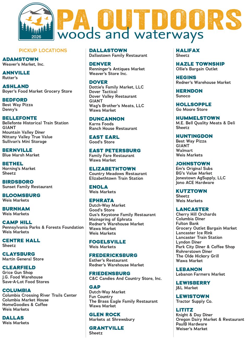2026 pa outdoors pick up locations no adv 1