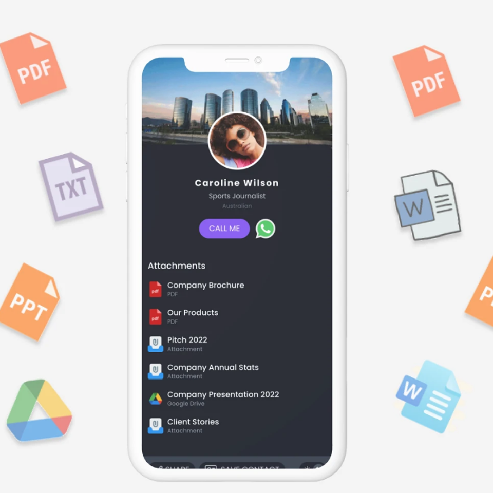 Digital business cards   home screen attachments 16