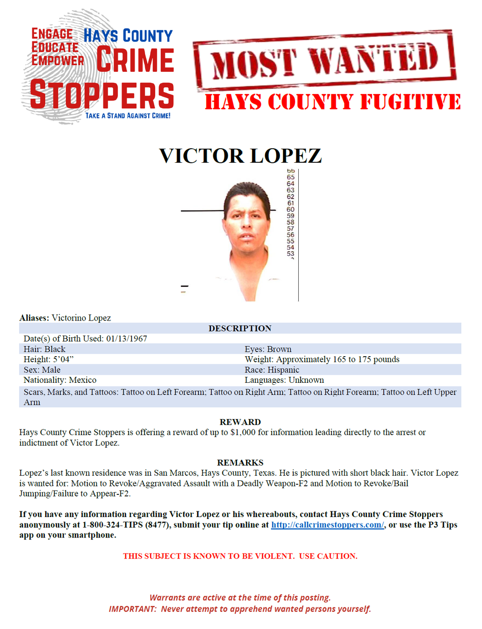 Lopez most wanted poster