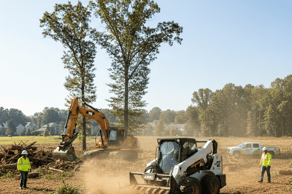 Professional land clearing in action.