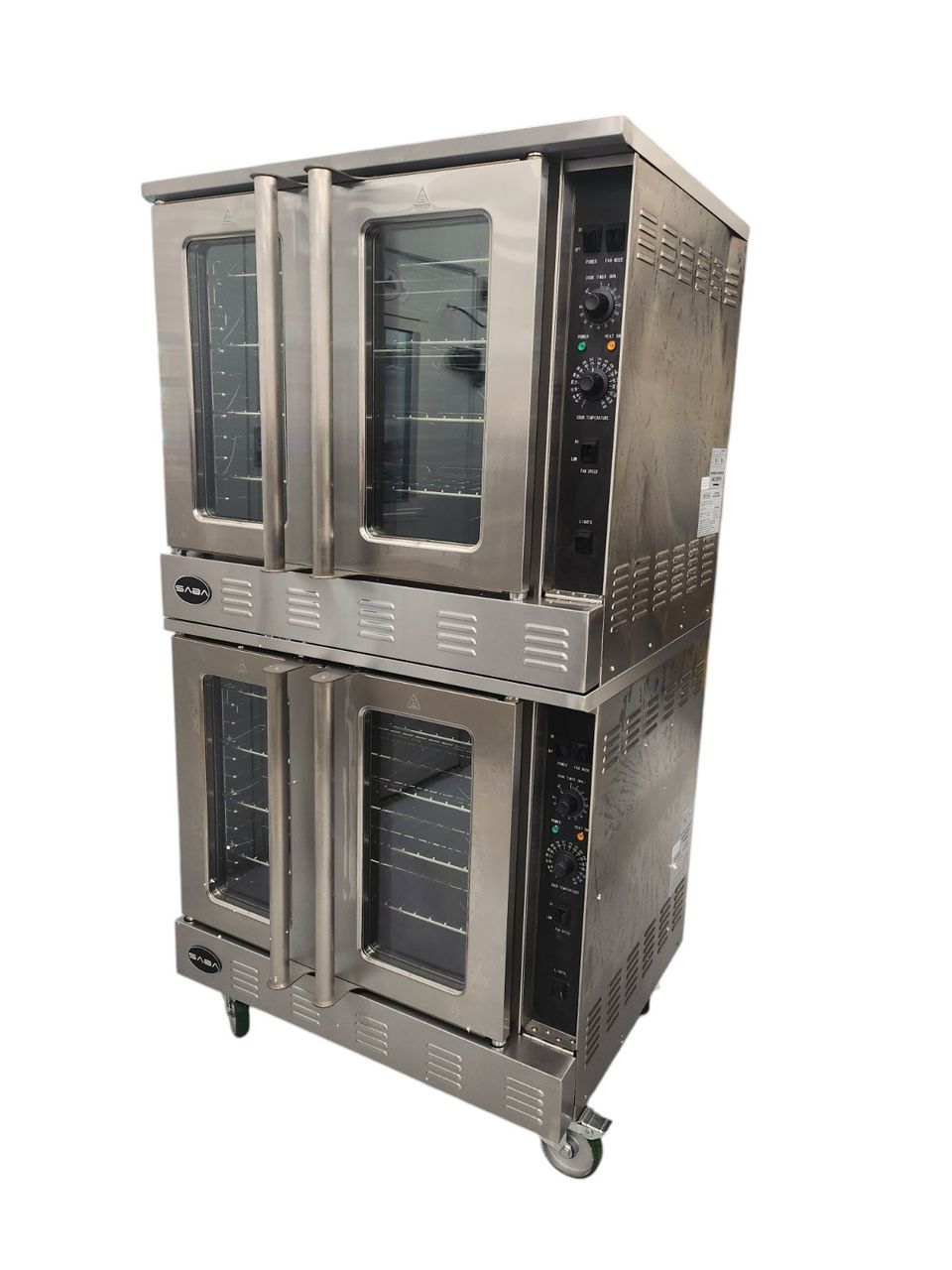 Double Stacked Commercial Restaurant Full Size Convection Oven on Castors