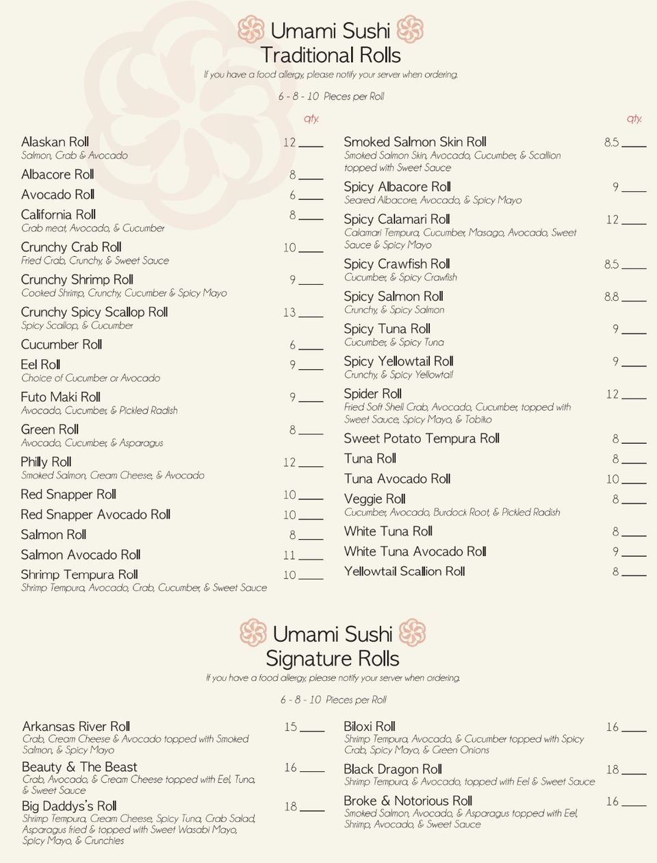 Sushi in Conway Arkansas - Umami Sushi Bar and Grill Fusion Resturant