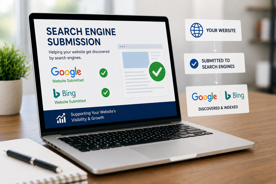 search engine submission service for Google and Bing website visibility and search engine optimization SEO