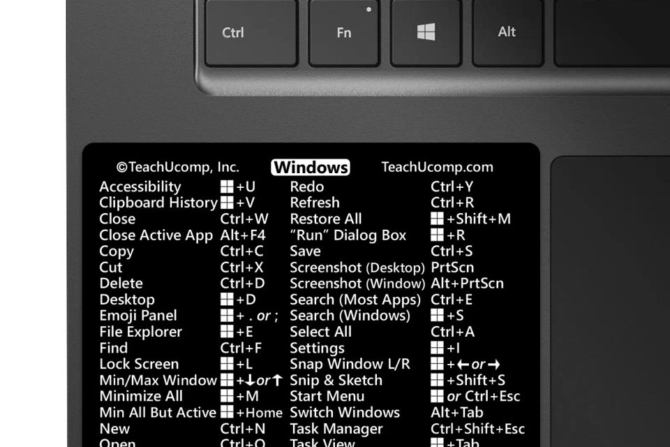Windows 11 10 keyboard shortcuts sticker black large