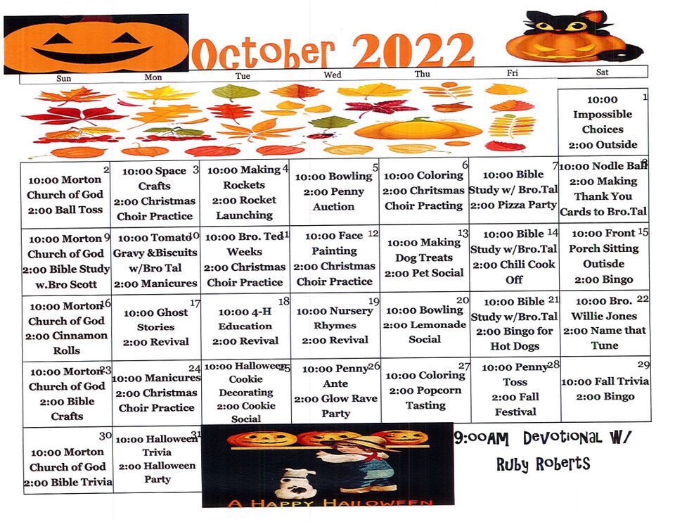October 22 calendar of events