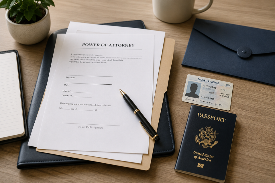 Common documents for mobile notarization including power of attorney, affidavit and real estate documents