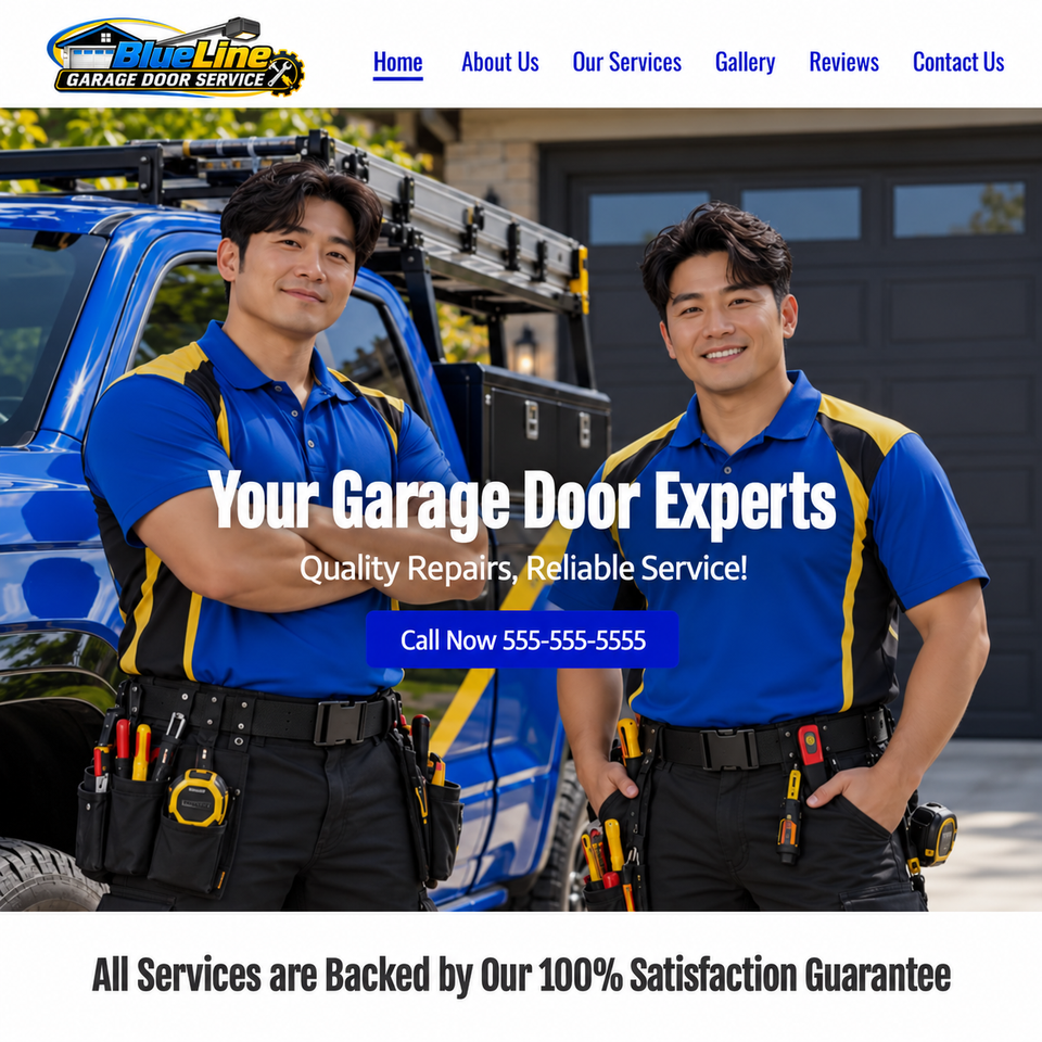 Blueline garage door service homepage