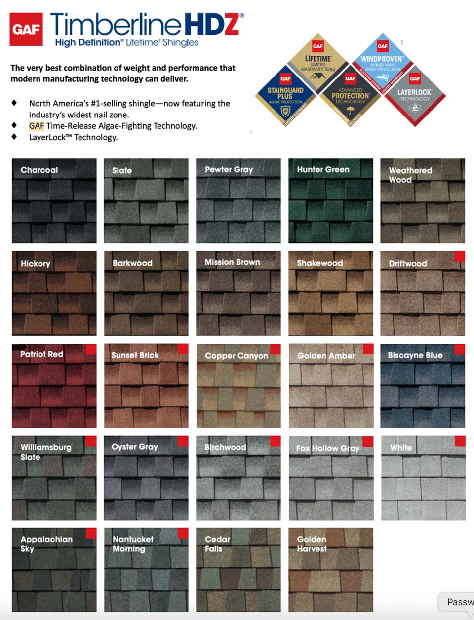 GAD Shingle Colors