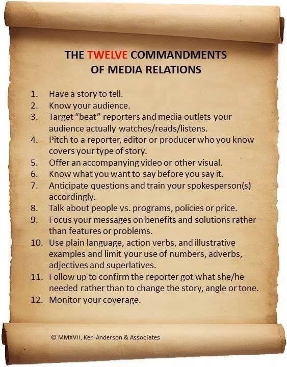 The 12 commandments of media relations