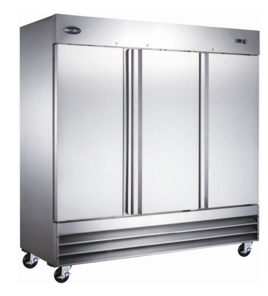 Commercial Restaurant Reach In Cooler or Freezer with Three Solid Stainless Steel Doors