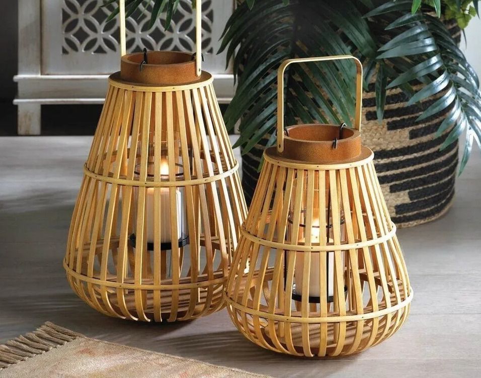 Large Slat Wood Lantern from Art House Of Gifts
