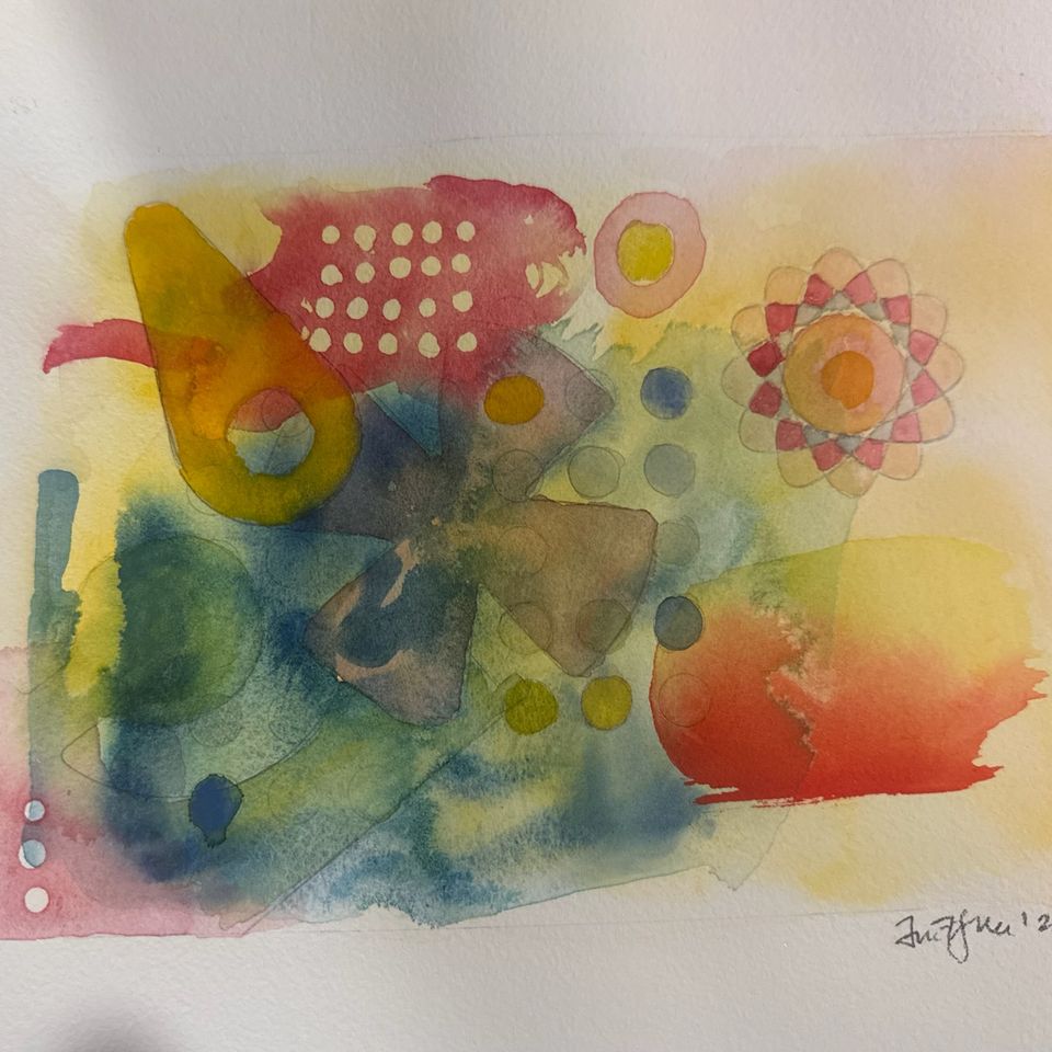  composition 5 (red)  9x12 watercolor