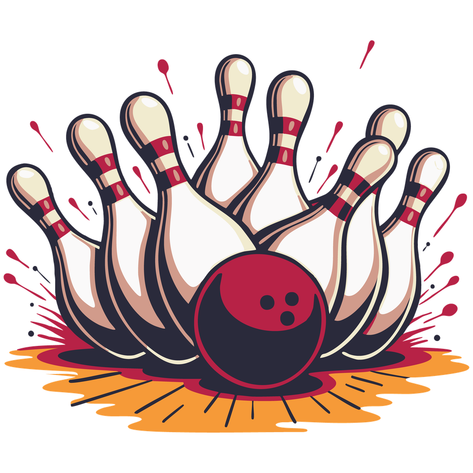 Bowling   pins and red ball  3 01