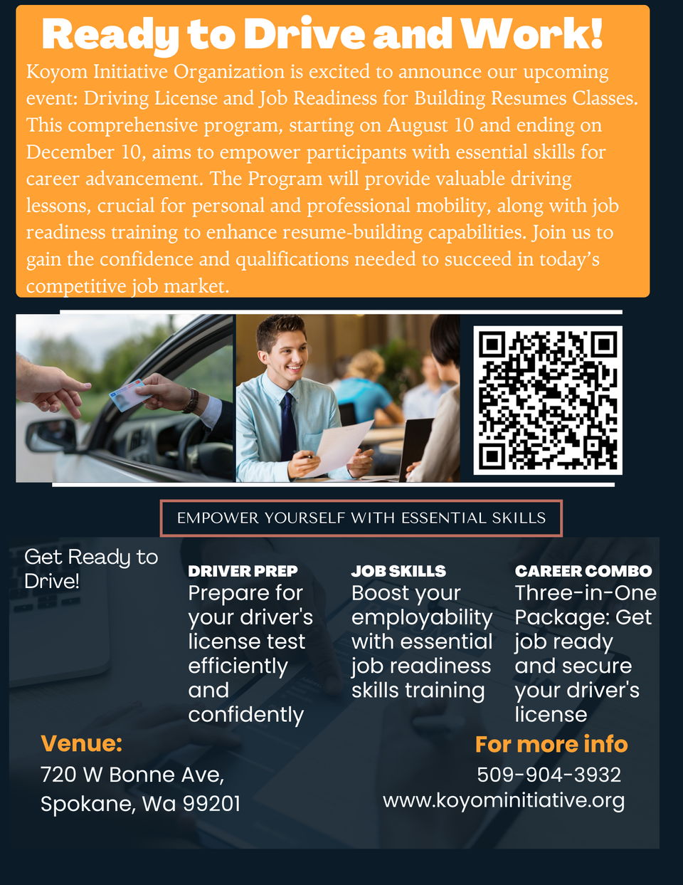 Driver license and job readiness class workshop event flyer