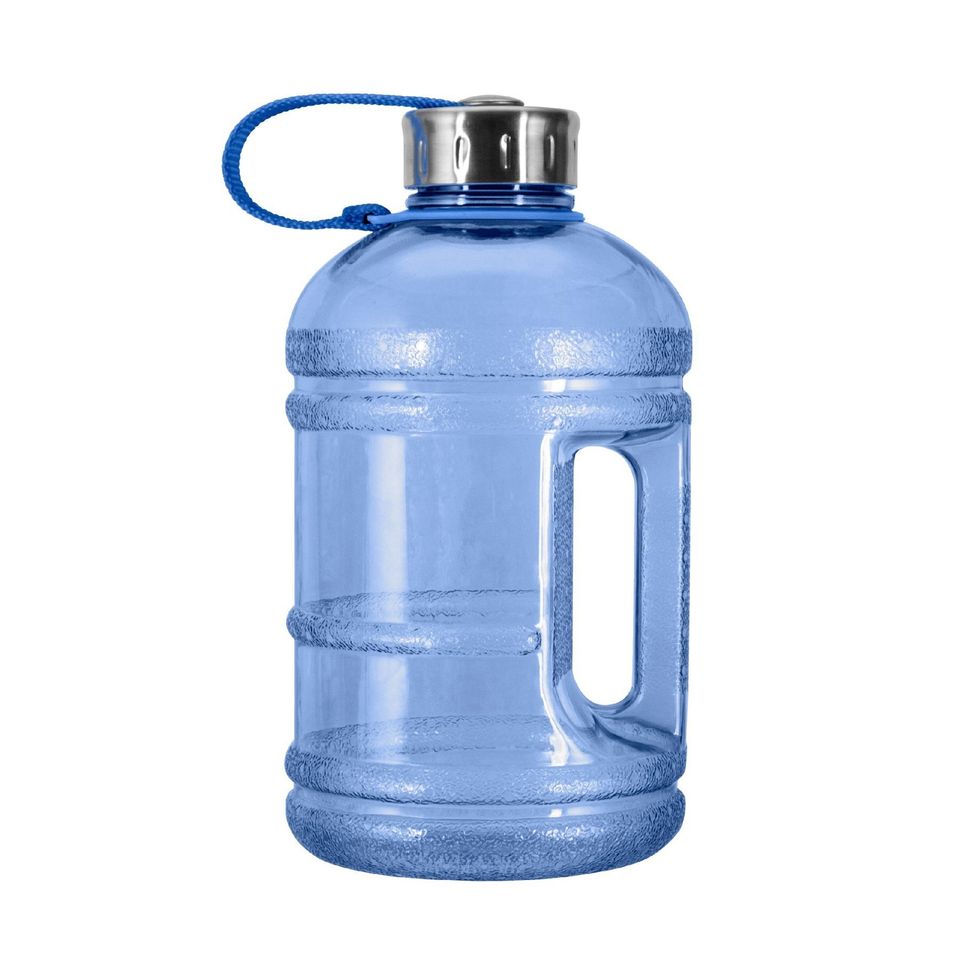 Steel cap bpa free sports bottle 1 gallon blue