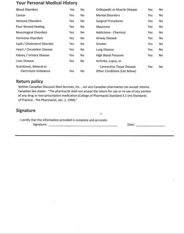 Canadian discount med services order form page 2