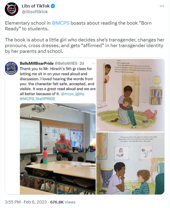 Libs of tiktok on twitter elementary school in mcps boasts about reading the 