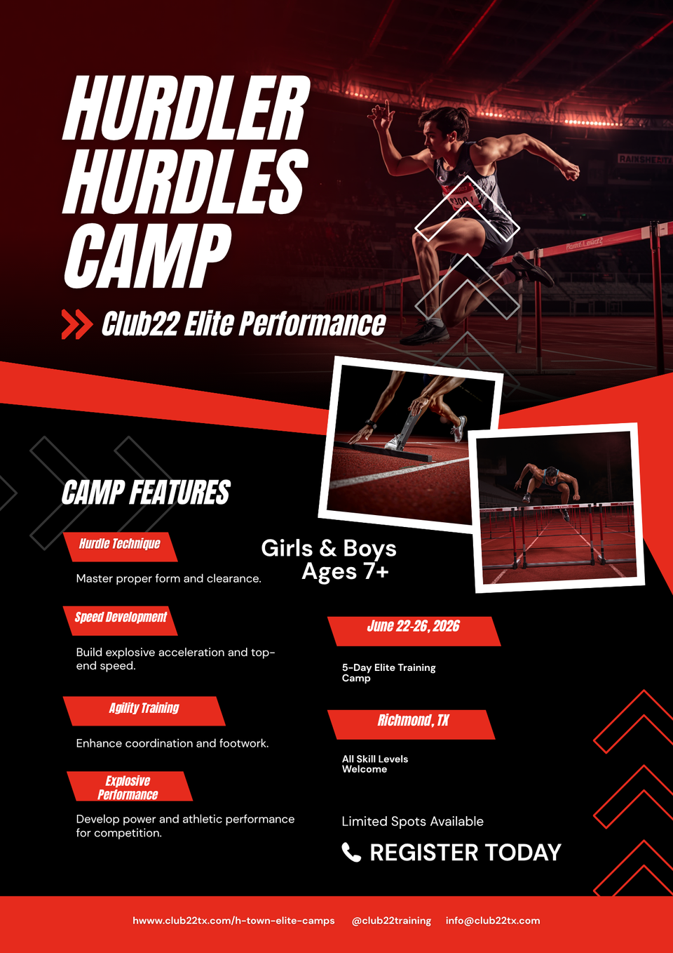 Club22 hurdler hurdles camp promo