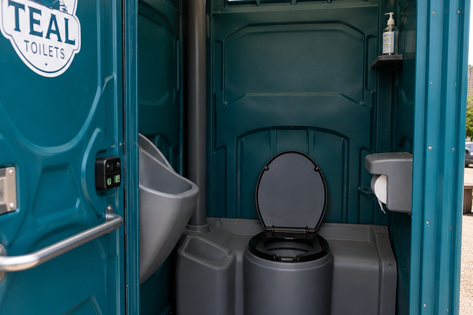 Clean and bright porta-potty interior