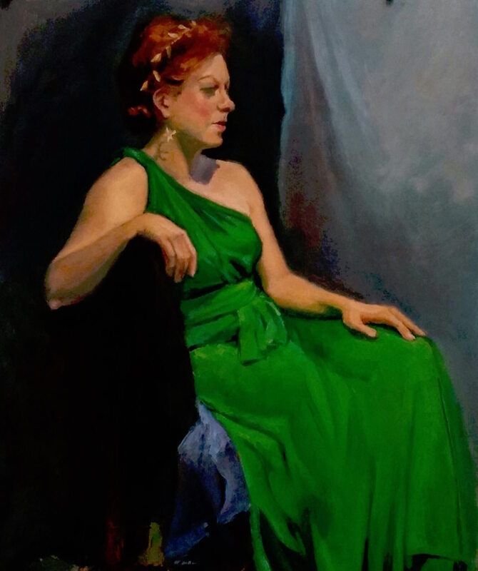 Moore devi anne draped in green oil 16 x 20