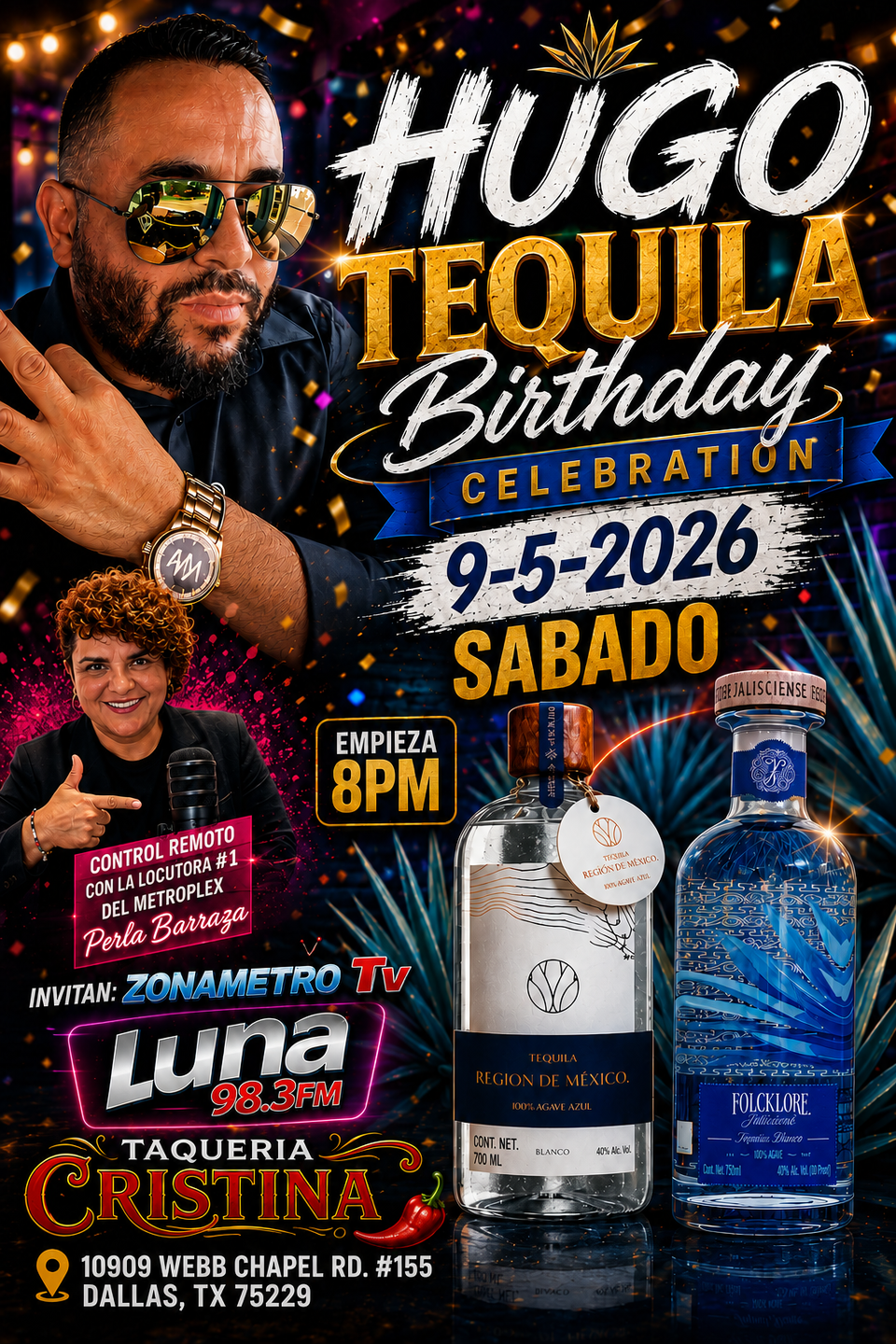 Vibrant tequila birthday celebration poster