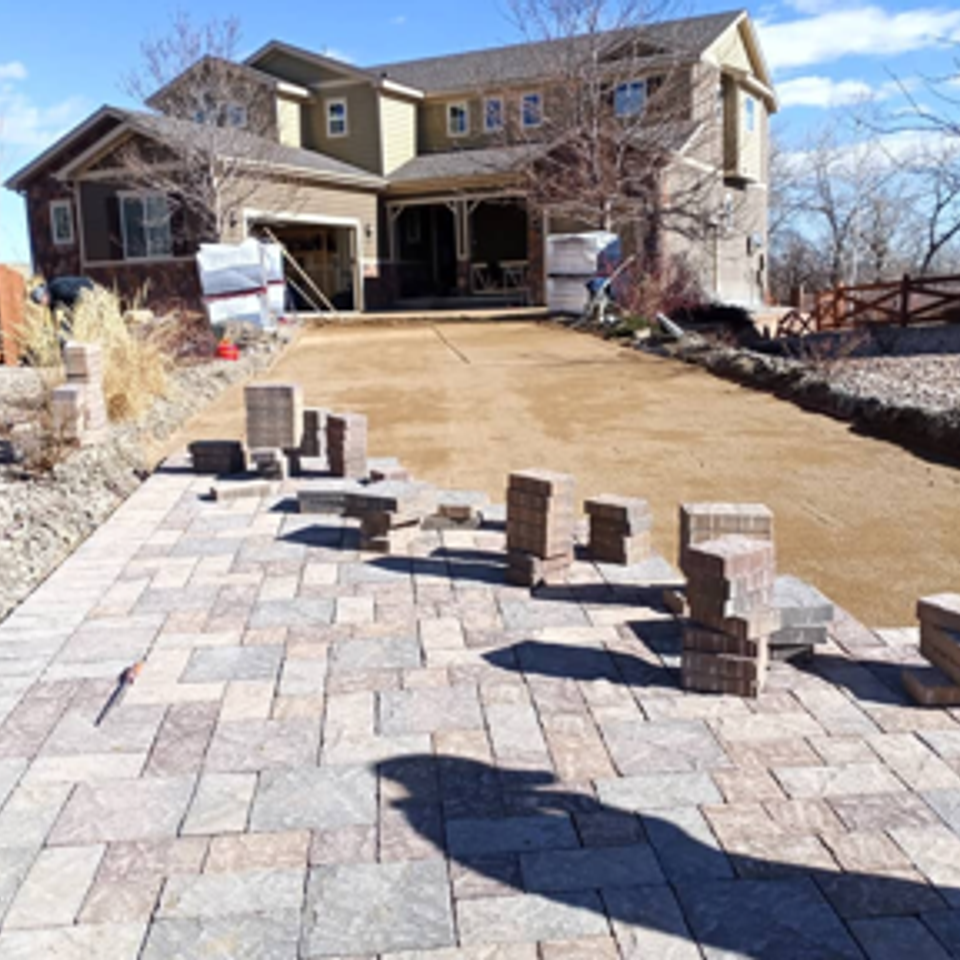 Paver driveway installation.
