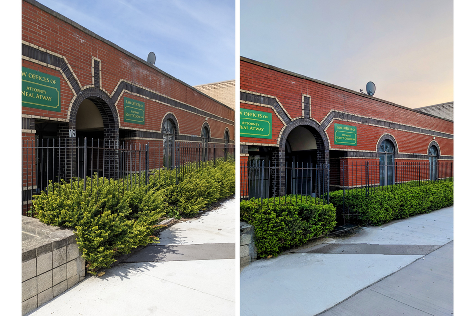 Before and after exterior cleaning projects completed by The Truth Service Company.