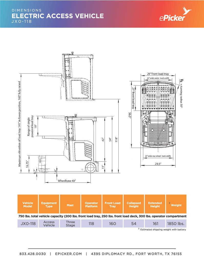 Electric access vehicle jx0 118 part 21024 1