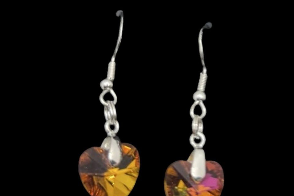 Sterling  heart pink.yellowearrings2
