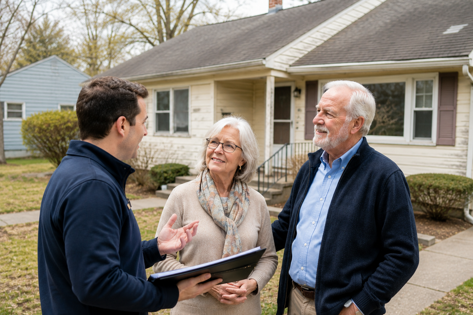 Spring consultation in suburban neighborhood