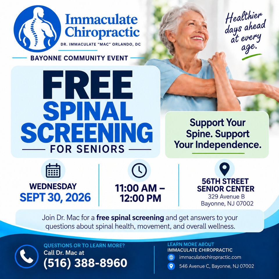 free spinal screening for seniors, a Bayonne community event