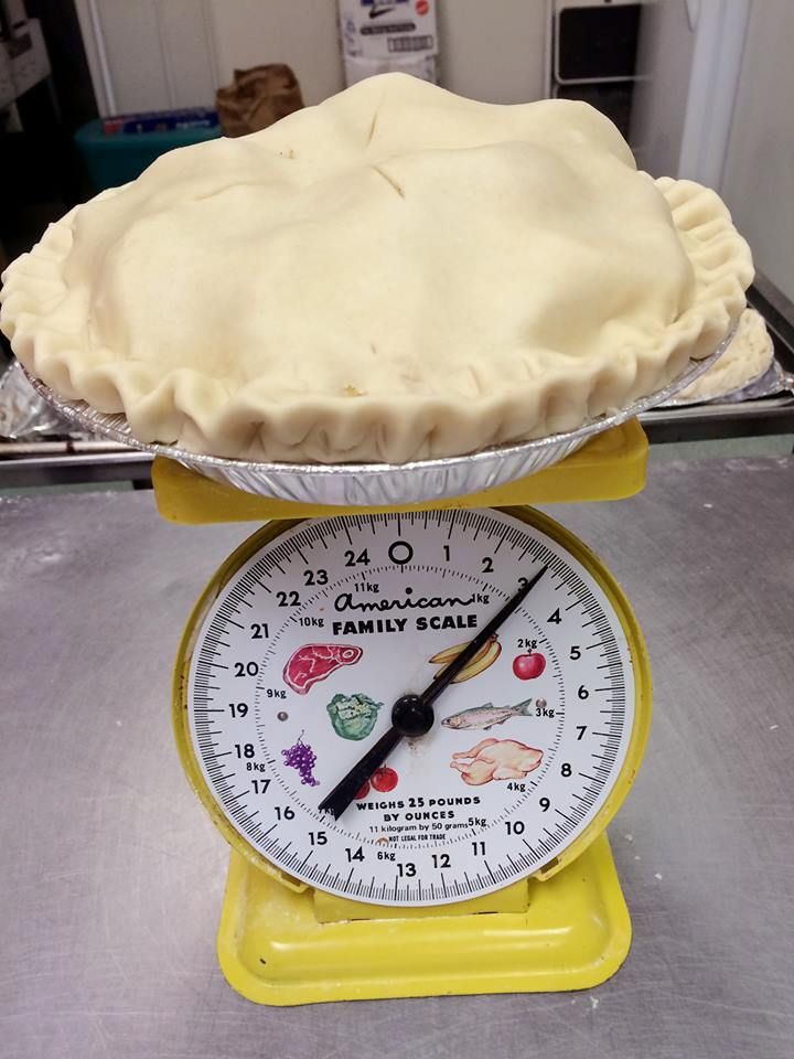 Apple pie on scale